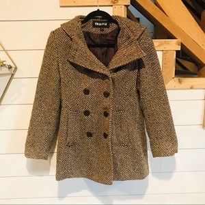 Trilogi wool blend hooded coat double breasted